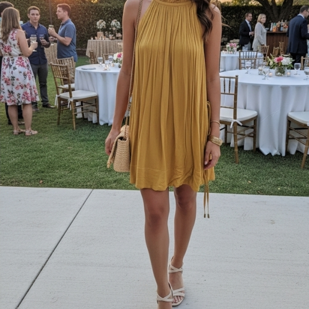 Banana Republic Mustard Yellow Sleeveless Dress Elegant Size XS